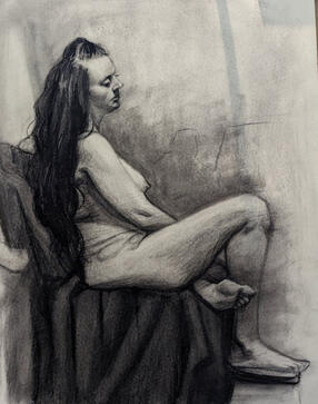 Seated Pose 2 - Charcoal