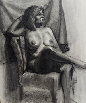 Seated Pose - Charcoal