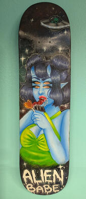Alien Babe Arabella Skateboard - Acrylic Mixed Media (2017)